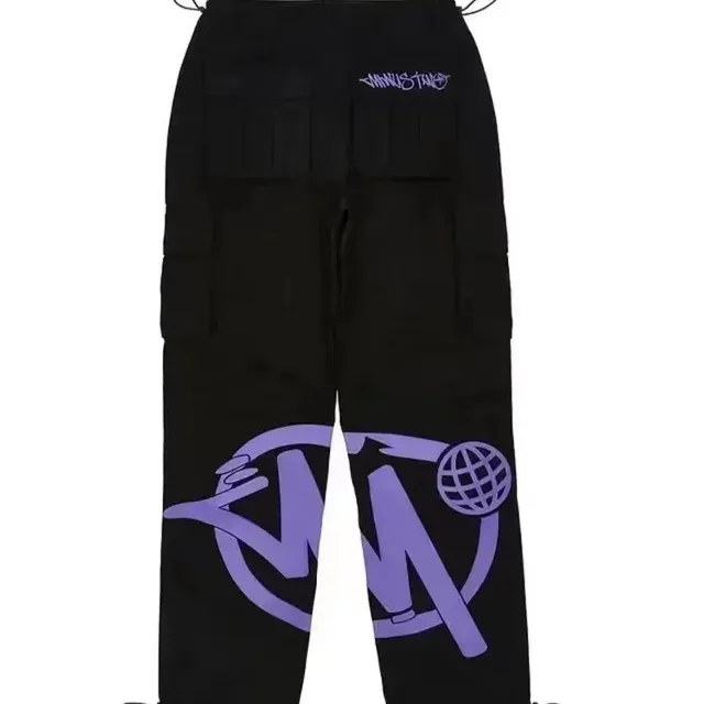 Minus Two Cargo Pants Purple Logo Print