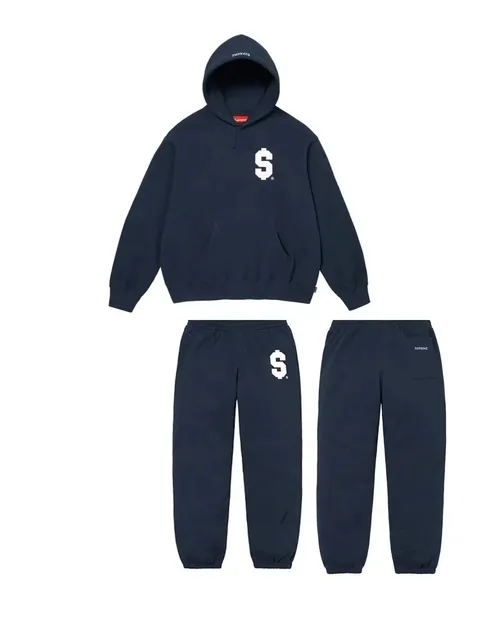 Supreme Dollar Sign Hoodie and Sweatpants Set Navy