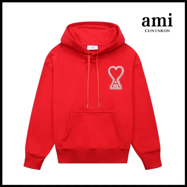 AMI Paris Heart Logo Hoodie Embroidered Heart A