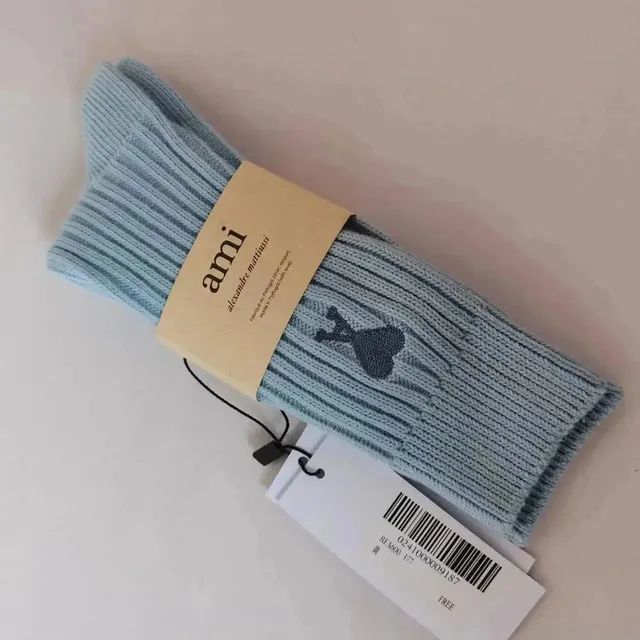 AMI Paris Ribbed Socks Logo Embroidered