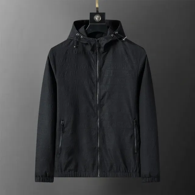 Emporio Armani Hooded Windbreaker Jacket Logo-Print