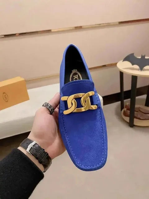 Double T Loafer Suede with Gold Buckle