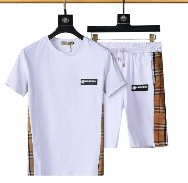 Burberry T-Shirt and Shorts Set Check Stripe Side Panel