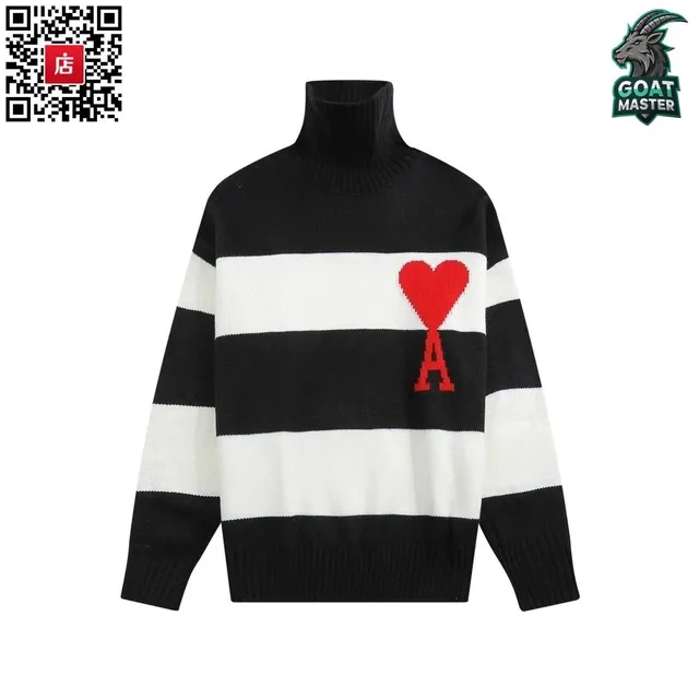 Amiri Turtleneck Sweater Heart Logo Stripe
