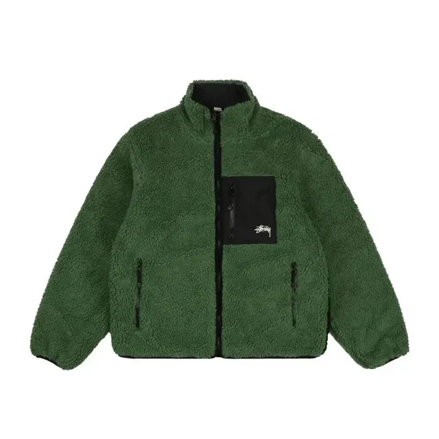 Stüssy Sherpa Jacket Zip-Up with Logo Patch