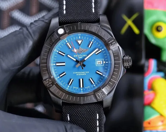 Breitling Chronometer Avenger Blue Dial Black Case