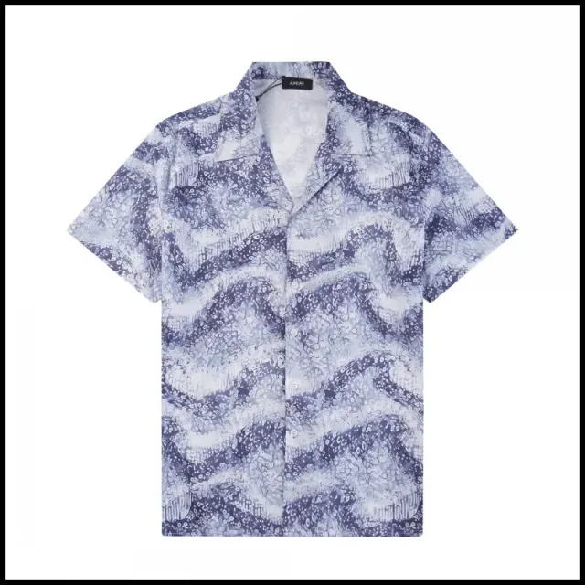 Amiri Short-Sleeve Shirt Abstract Wave Print