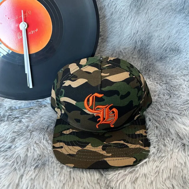 Chrome Hearts Snapback Cap Camouflage with Orange Logo
