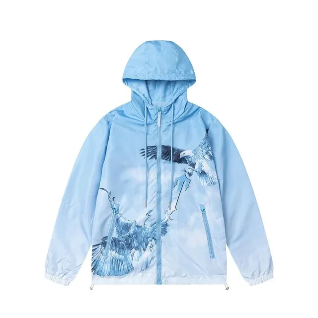 Hooded Windbreaker Eagle Print