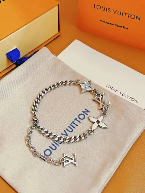 Louis Vuitton Chain Bracelet LV and Flower Charms