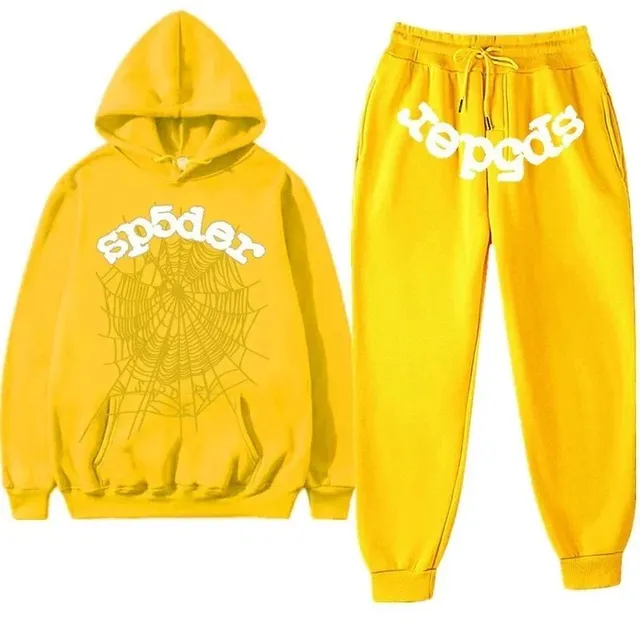 Sp5der Hoodie and Joggers Set Spider Web Print
