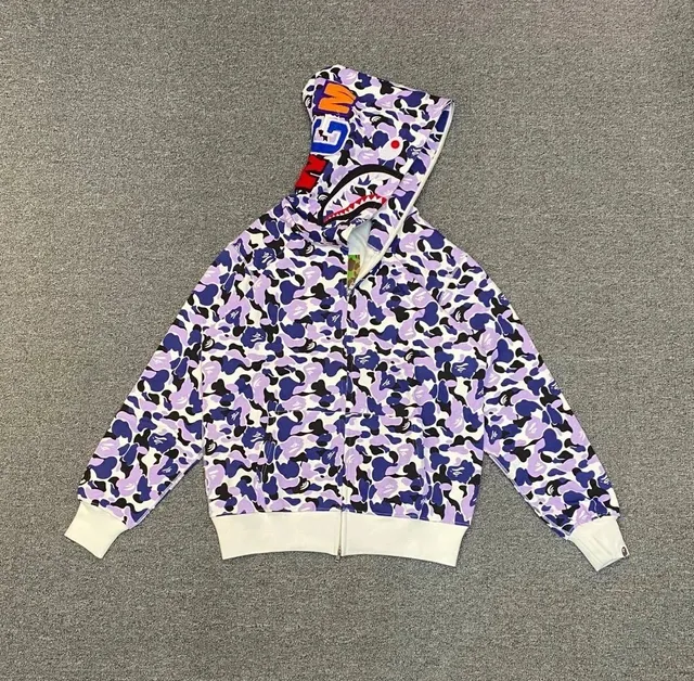 BAPE Shark Full Zip Hoodie Purple Camo