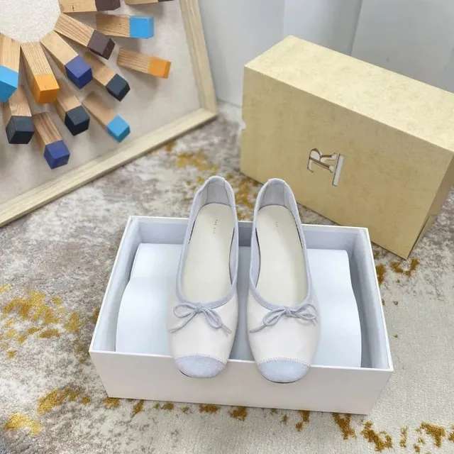 Ballet Flat Two-Tone Bow Detail