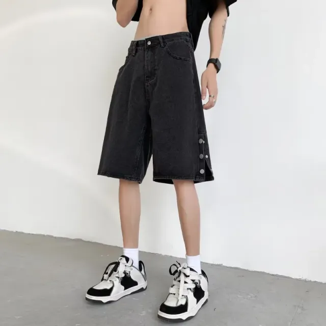 Denim Shorts Button-Side Wide Fit