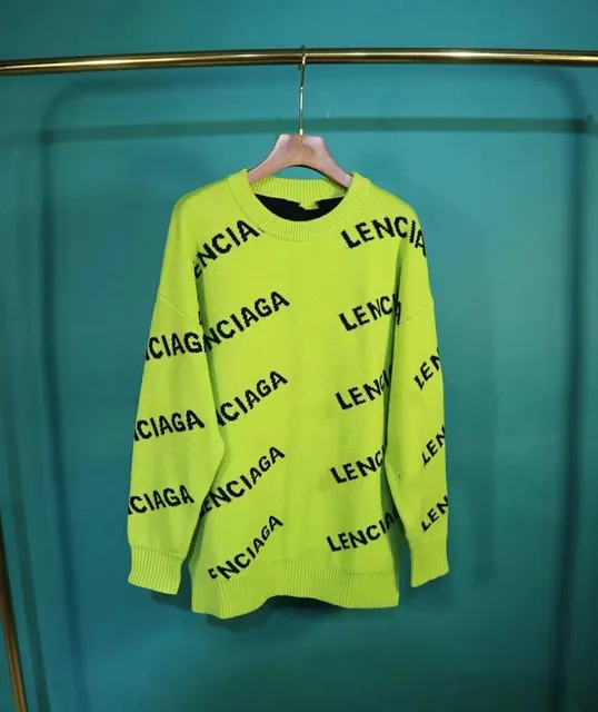 Balenciaga Logo Knit Sweater All-Over Logo