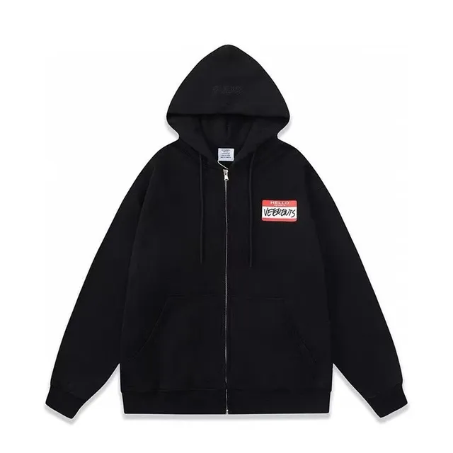 Zip-Up Hoodie Hello Vetements Patch