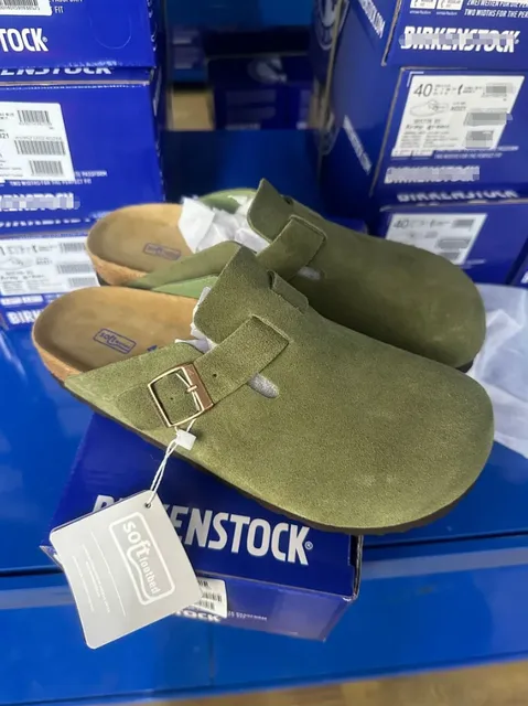 Birkenstock Boston Clog Army Green Suede