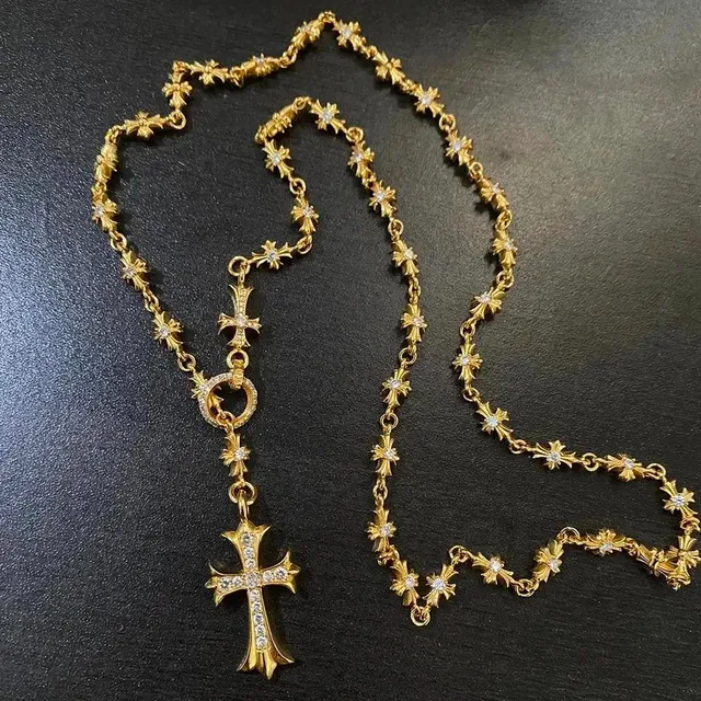 Chrome Hearts Cross Pendant Necklace Crystal-Embellished