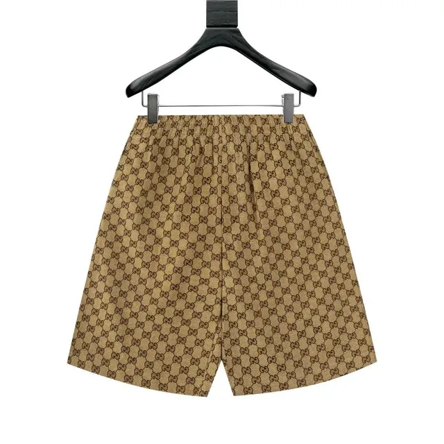 Gucci GG Monogram Shorts Beige Brown Print