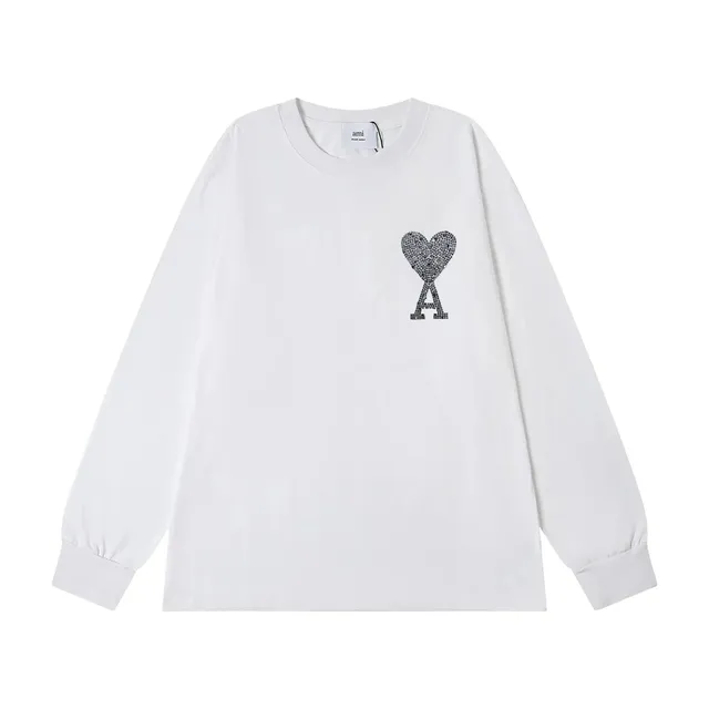 AMI Paris Long-Sleeve T-Shirt Crystal Heart Logo