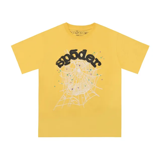 Sp5der Spider Web Graphic Tee Spider Logo with Web and Stars