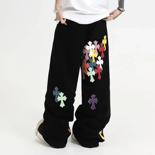 Chrome Hearts Cross-Embroidered Trousers Multicolor Cross Appliqué