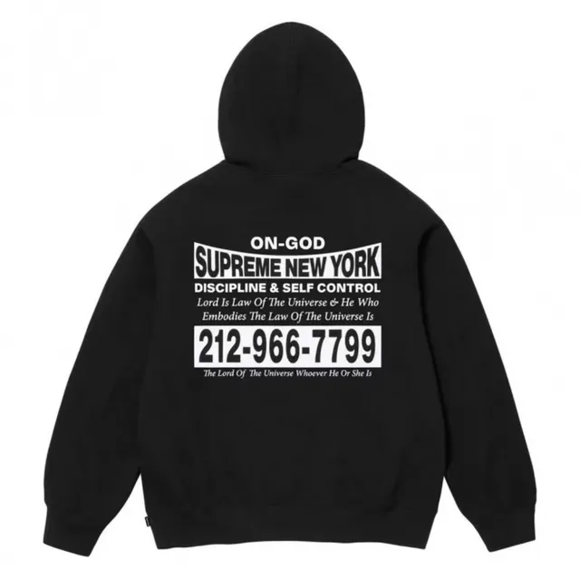E574SUPREMEFW24ONGODHOODEDSWEATSHIRT Black