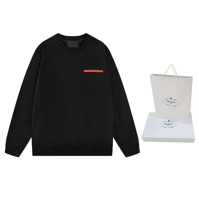 Prada Crewneck Sweatshirt Red Logo Tape
