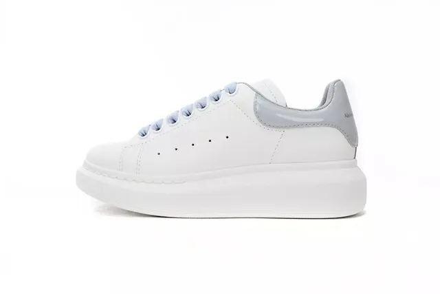 Alexander McQueen Oversized Sneaker White with Grey Heel and Blue Laces