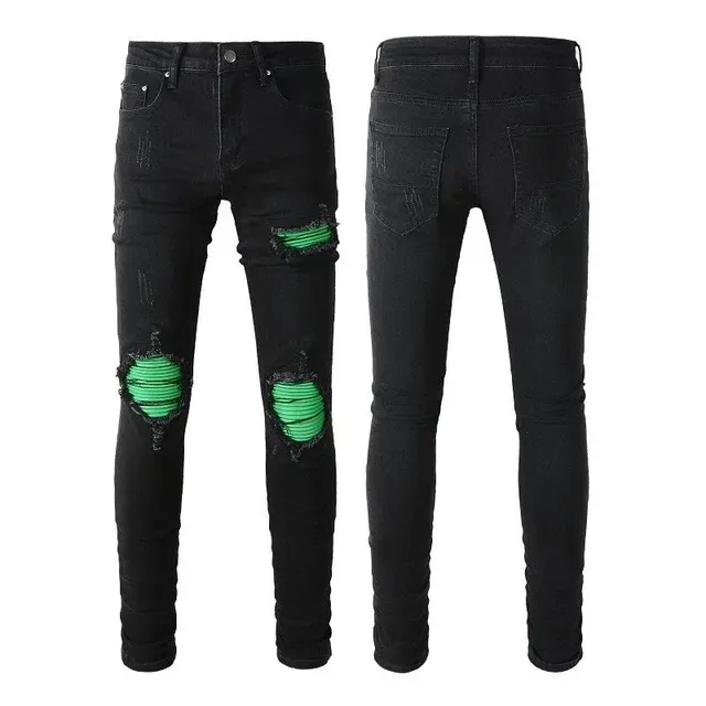 Amiri Ripped Jeans Distressed with Green Underlayer