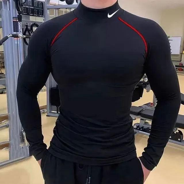 Nike Tech Fleece Mock Neck Black with Red Accents
