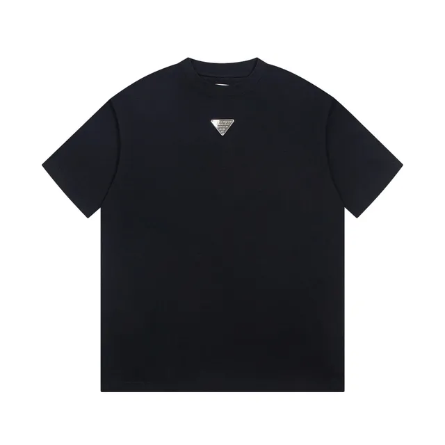 Prada Triangle Logo Tee Metallic Triangle Patch