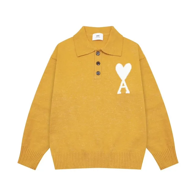 AMI Paris Polo Knit Sweater Heart Logo