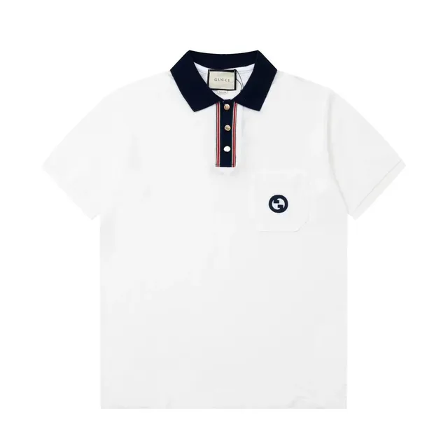 Gucci Polo Shirt Contrast Collar with Web Trim