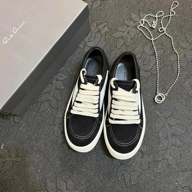 Rick Owens Sneaker Black Suede with Cream Laces
