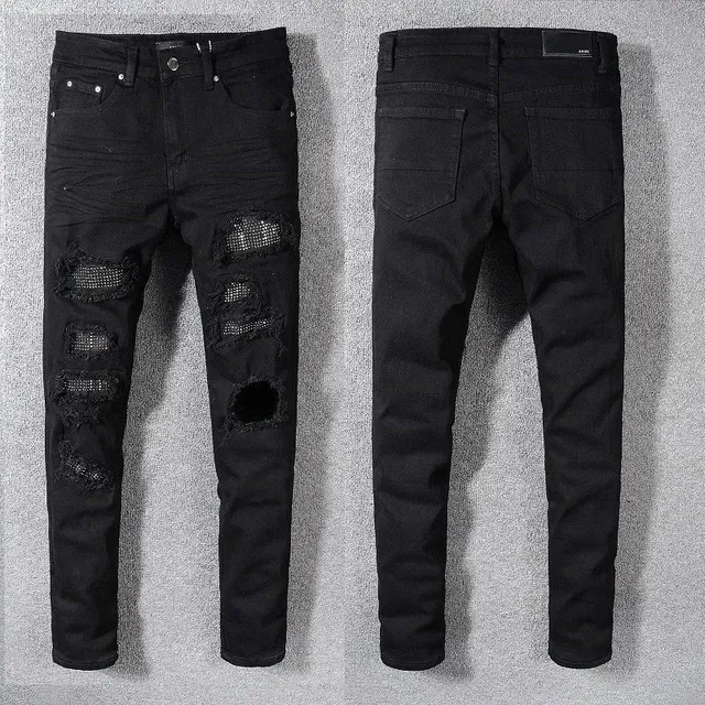 Amiri Distressed Slim Fit Jeans Destroyed Black