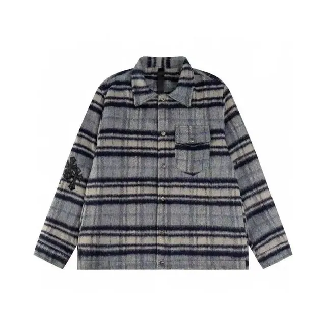 Chrome Hearts Button-Up Shirt Striped Wool Blend