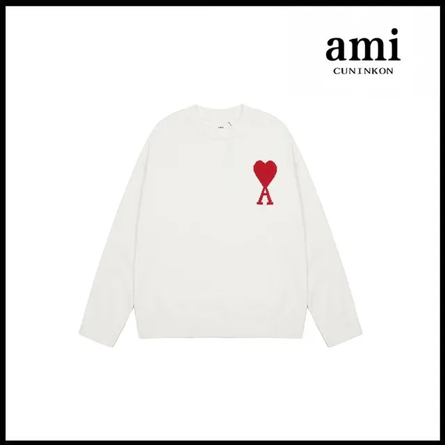 AMI Paris Crewneck Sweater Heart Logo