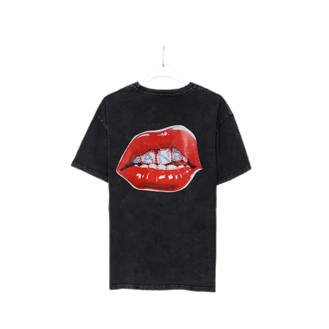Alexander Wang Lips Graphic Tee Rhinestone Teeth