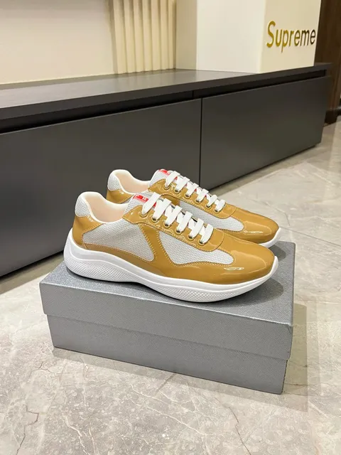 Supreme Prada Linea Rossa Sneaker Beige Patent and Mesh