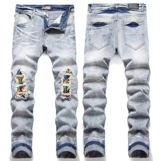 Denim Tears Distressed Jeans Patchwork Knee Repair