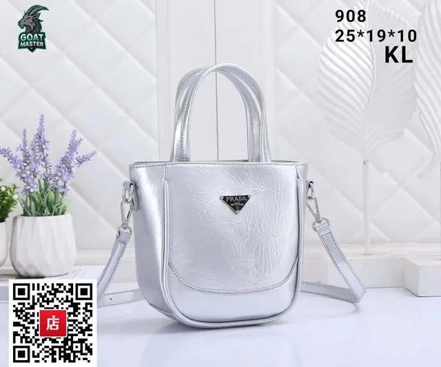 Prada Mini Tote Metallic Silver