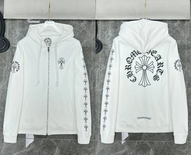 Chrome Hearts Zip-Up Hoodie Cross Logo Print