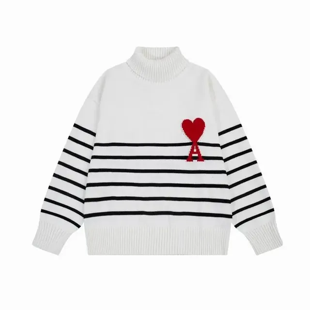 Amiri Turtleneck Sweater Striped with Heart Logo