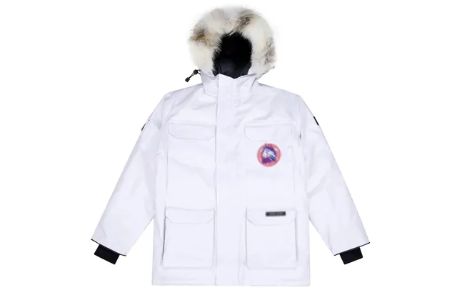 Canada Goose Expedition Parka White with Fur Trim