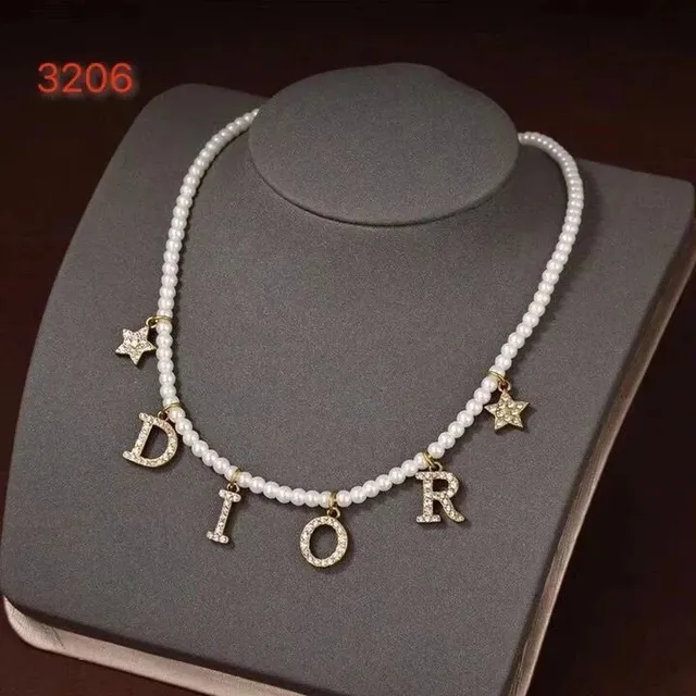 Pearl Necklace Crystal-Embellished Dior Logo