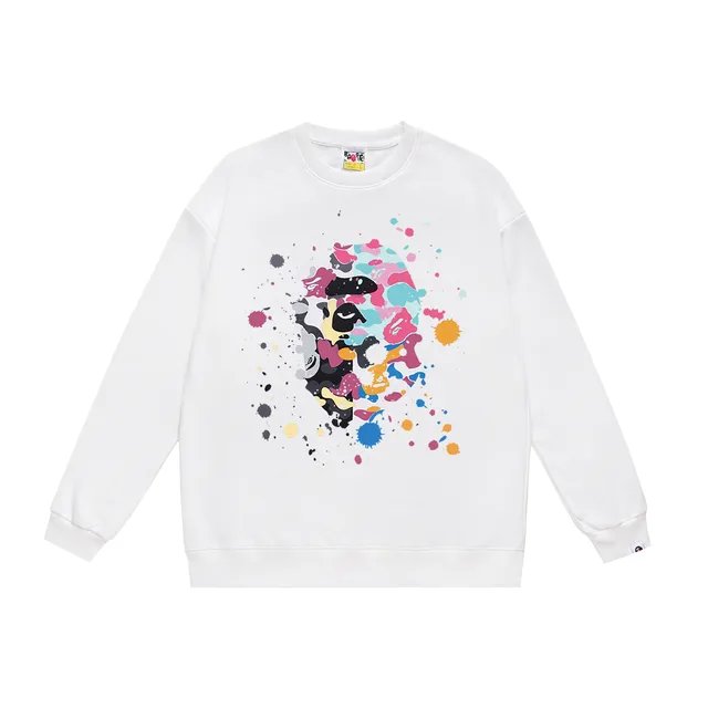 BAPE Crewneck Sweatshirt Paint Splatter Ape Head