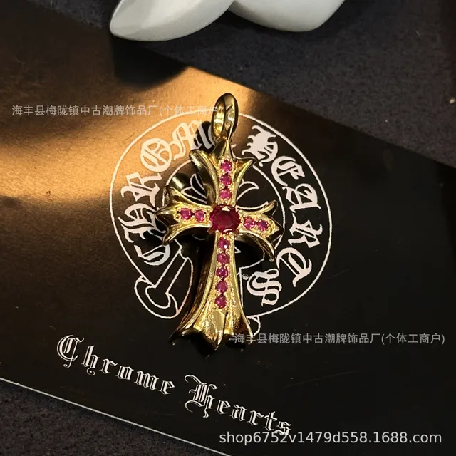 大号十字架金色玫红钻