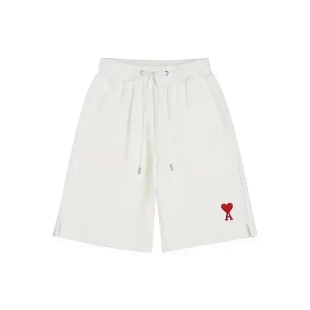 AMI Paris Heart Logo Shorts Red Heart Embroidery