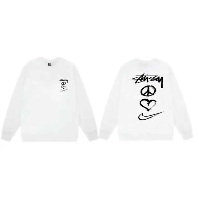 Stüssy × Nike Crewneck Sweatshirt Peace Heart Swoosh